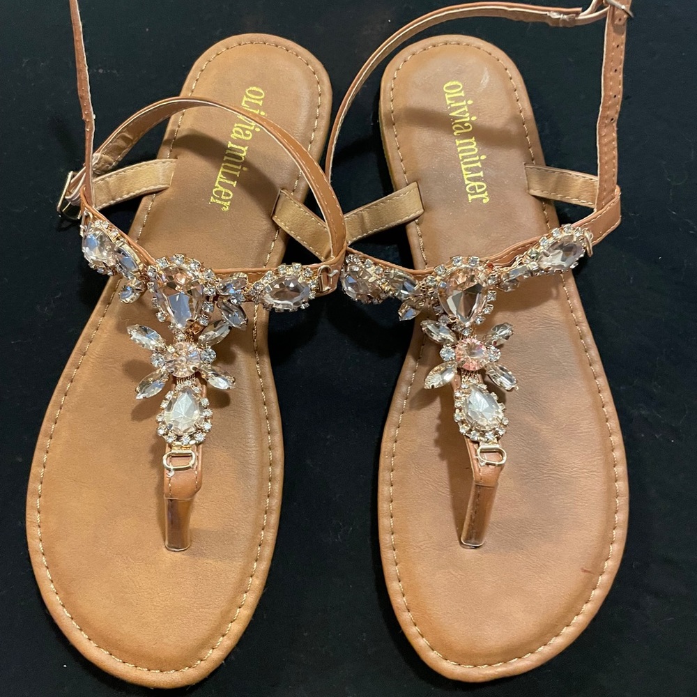Olivia Miller Sandals Rose Gold and Silver, size 7